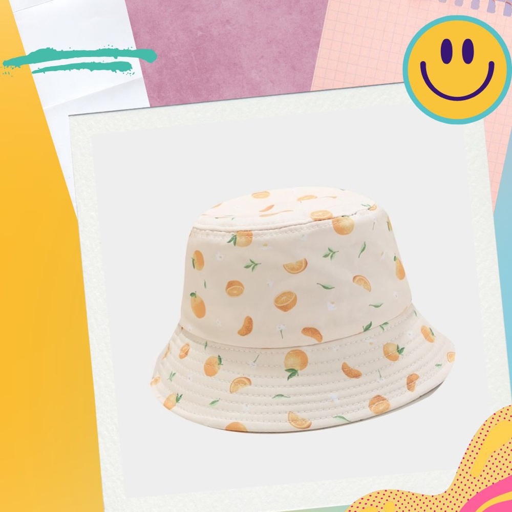 Orange and Flower bucket hat